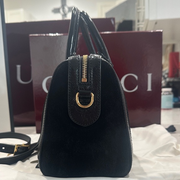 Gucci Black Suede Boston Bag top handle/Crossbody - Picture 9 of 16